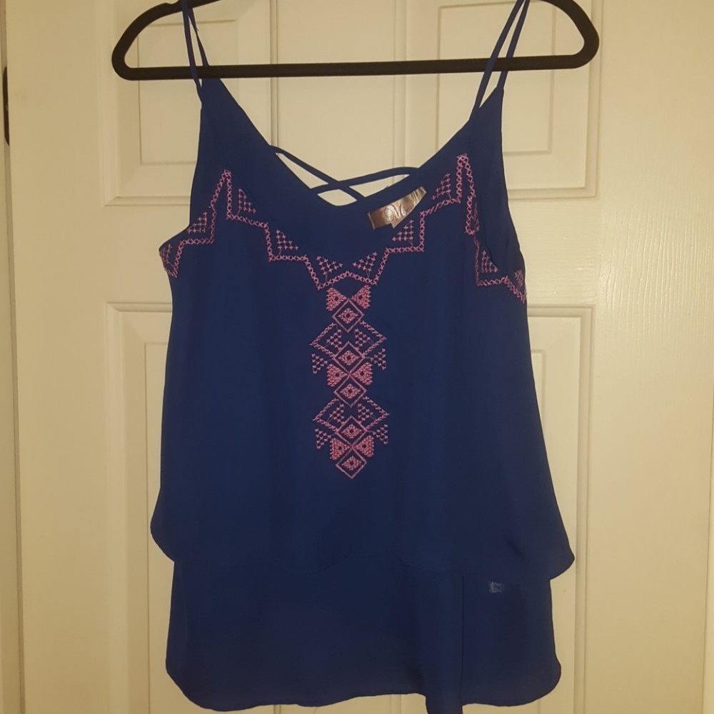 Blue and pink tank